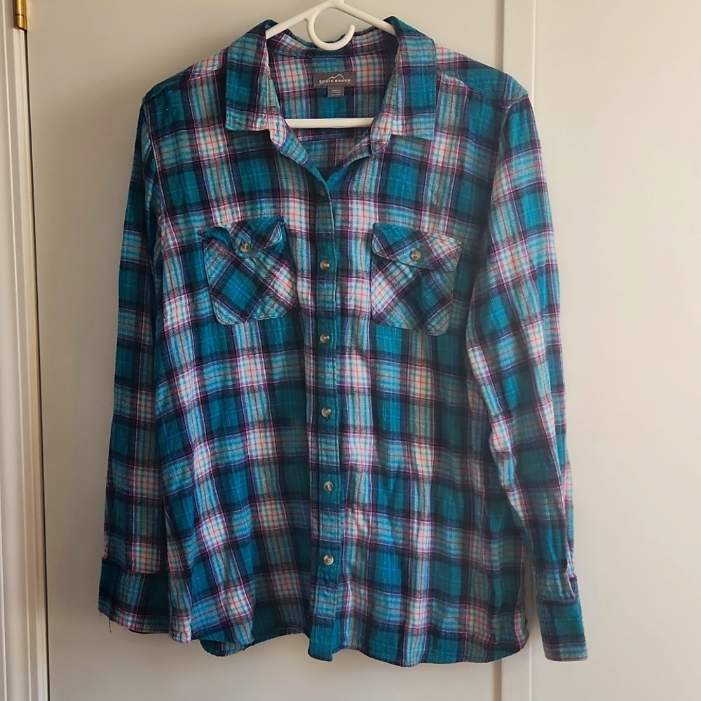 Teal Eddie Bauer flannel